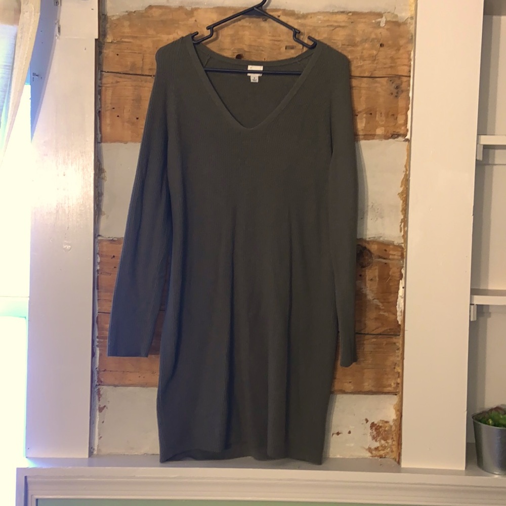 green sweater dress